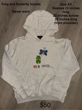 Teddy Fresh Heather Gray Frog & Butterfly Hoodie